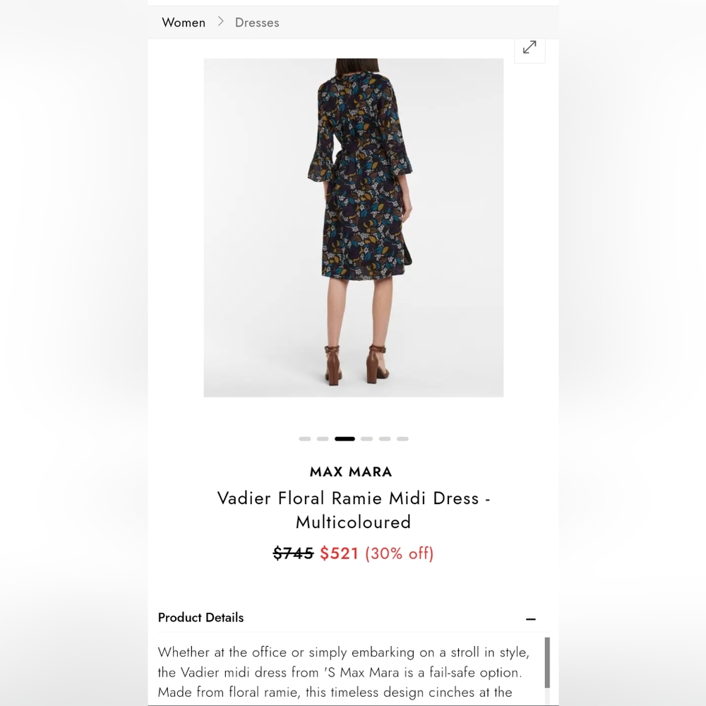 Maxmara Vadier Floral Ramie Midi Dress